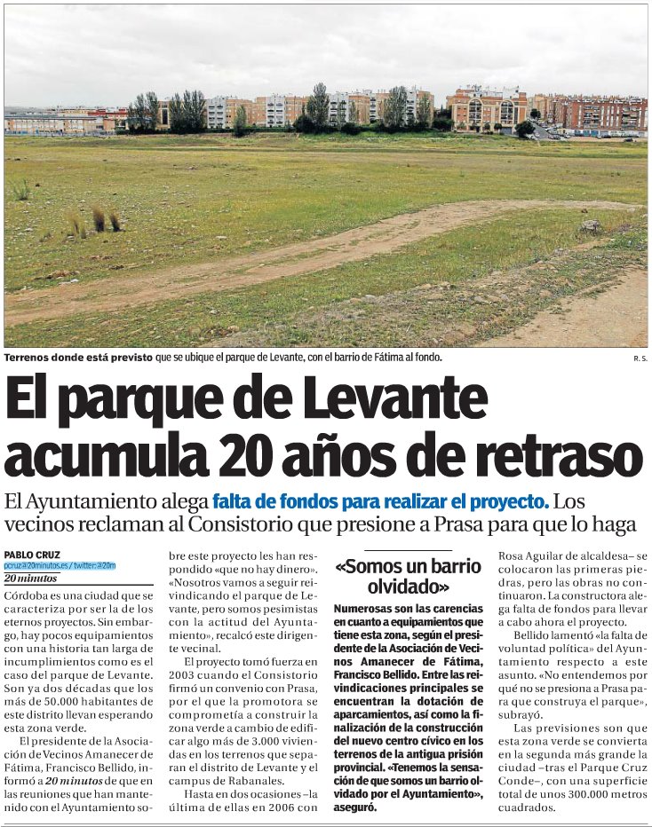 El parque de Levante acumula 20 años de retraso